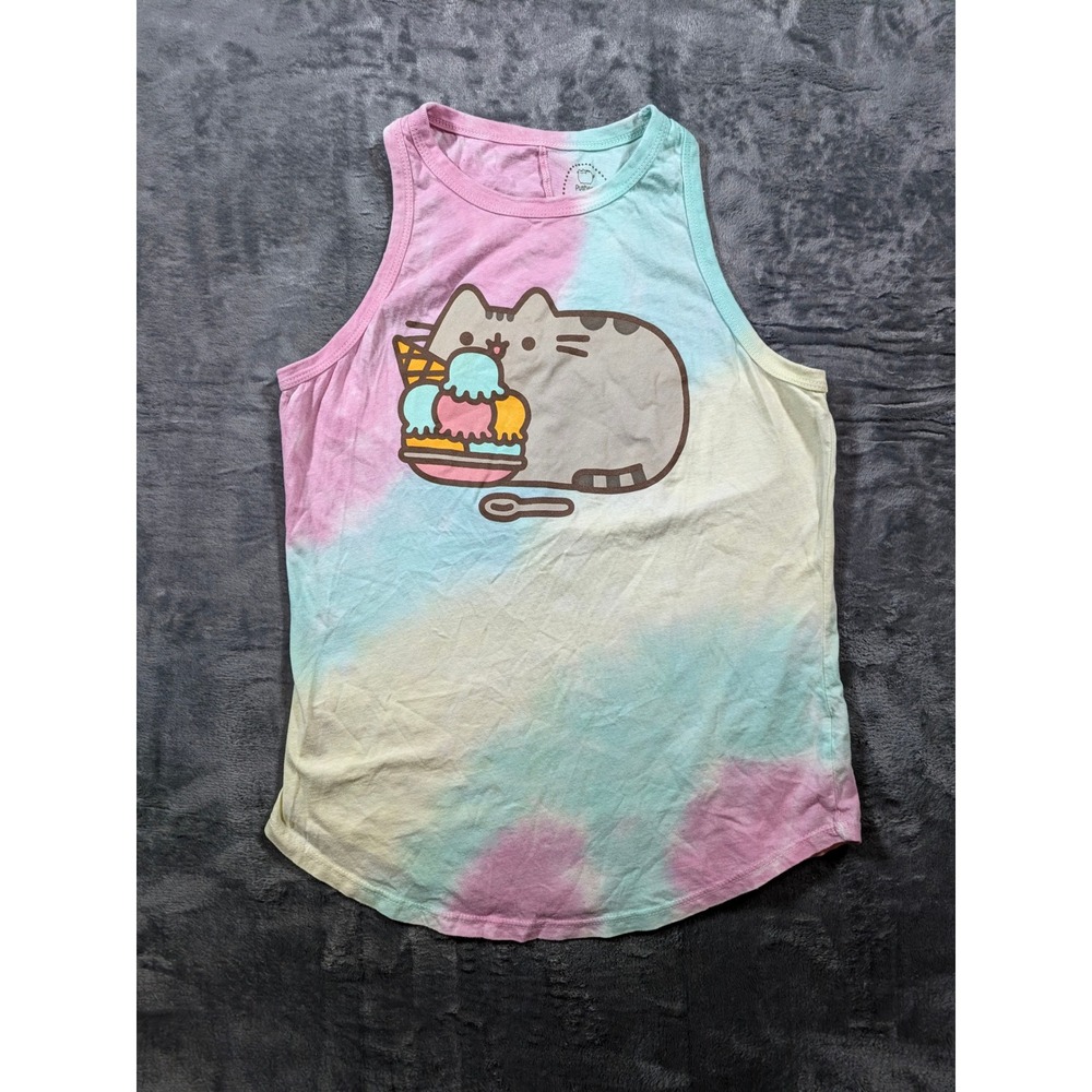Pusheen the Cat Pastel Tie Dye Ice Cream Graphic Racerback Tank Top XS
